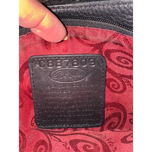 Brighton Black Floral Leather Applique Shoulder Bag Silver Chain Heart Charm - Picture 12 of 13